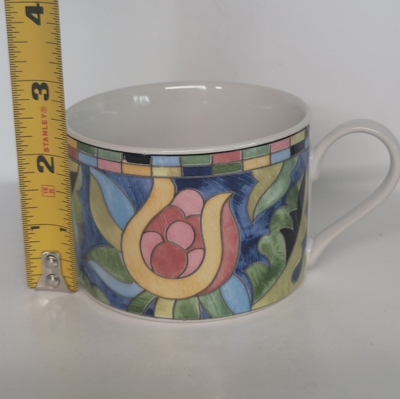 Set of 6 Vintage PTS International Fantasia Mosaic Floral Stoneware Cups 2.5" - Picture 8 of 9